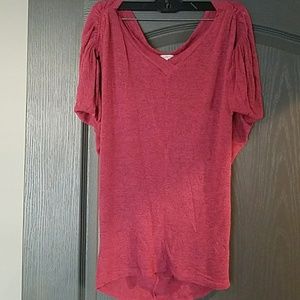 Red jersey tie up v neck sweater shirt